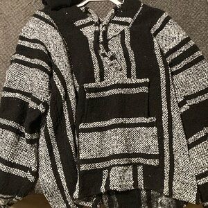 black and white baja hoodie